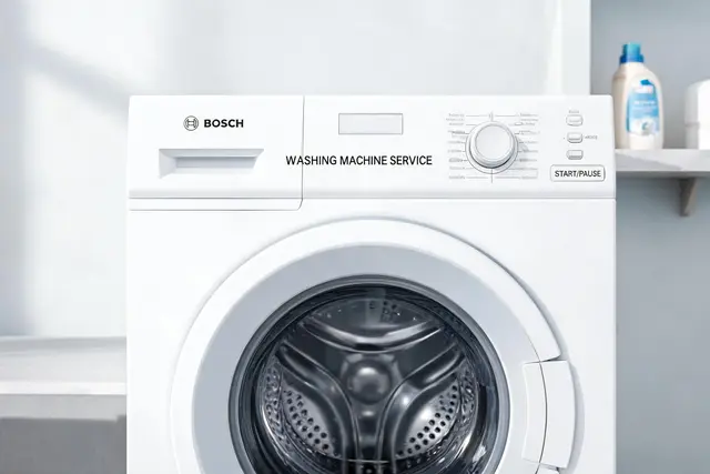 Bosch washing machine service — technician servicing a Bosch front loader