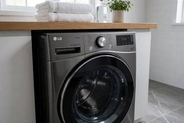 LG washing machine service — technician servicing an LG washer